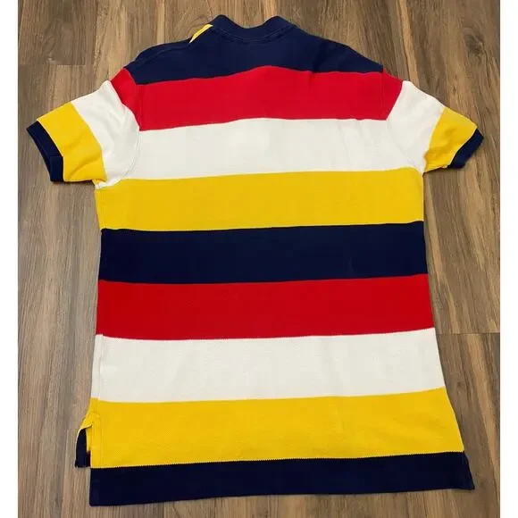 VTG Polo Ralph Lauren striped waffle thermal knit rugby short sleeve shirt XL - Picture 3 of 5